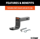 CURT 113123 Class 1 Trailer Hitch with Ball Mount, 1-1/4-In Receiver, Fits Select Ford Mustang