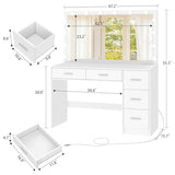 Makeup Vanity Desk with Mirror, 10 Lights, 5 Drawers, 3 Storage Shelves, 3 Color Modes & Adjustable Brightness Dressing Table, 35.4?? Desk, Black